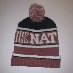 PINK NATION winter beanie with puffball